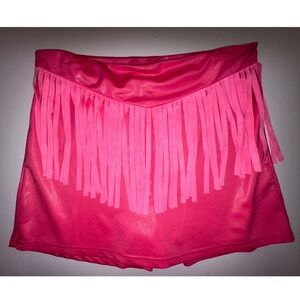 TWO 2 FLY Pink Faux Leather Fringe Shorts Women's Size L Festival Rave NWT